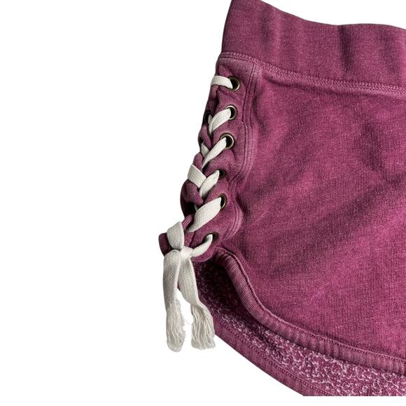 PINK Victoria’s Secret Maroon Lace Up Shorts - Picture 4 of 5